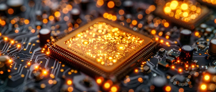Advanced Microprocessor Chip CloseUp of a HighTech CPU Emphasizing the Complexity of Modern Computing