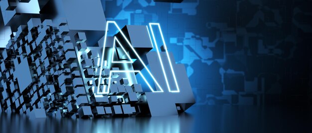 ai artificial intelligence concept deep learning ai inscription on a technological background 3d render