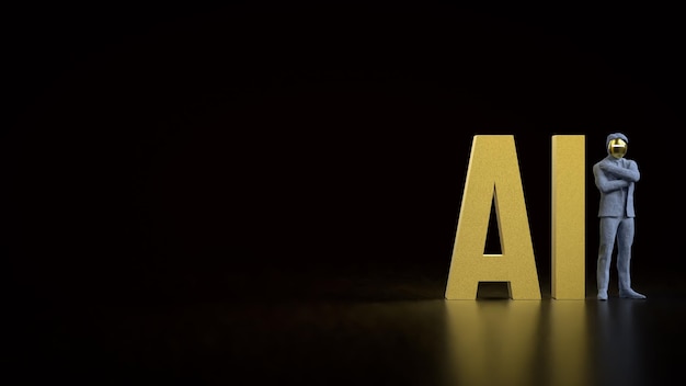 AI- og robotmann for teknologi eller IT-konsept 3D-renderingxA