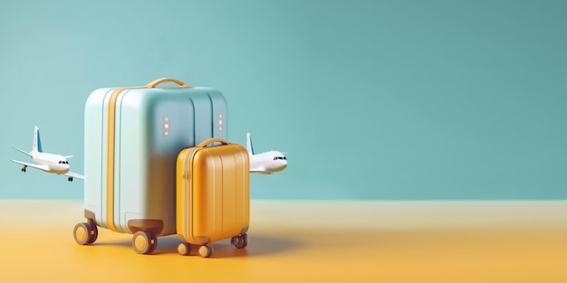 Airplane on the blue and yellow background