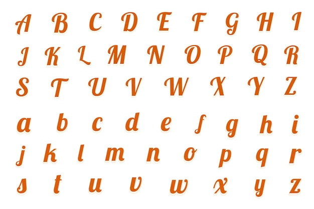 Alphabet retro png lettering font set