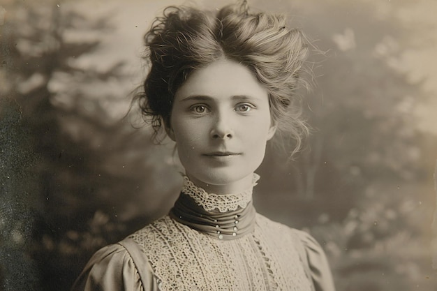 an old black and white photograph of an irish woman from the early th century she wears a simple dr