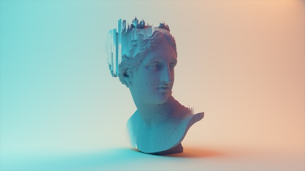 Ancient roman white marble rotating head of venus on a light background d illustration