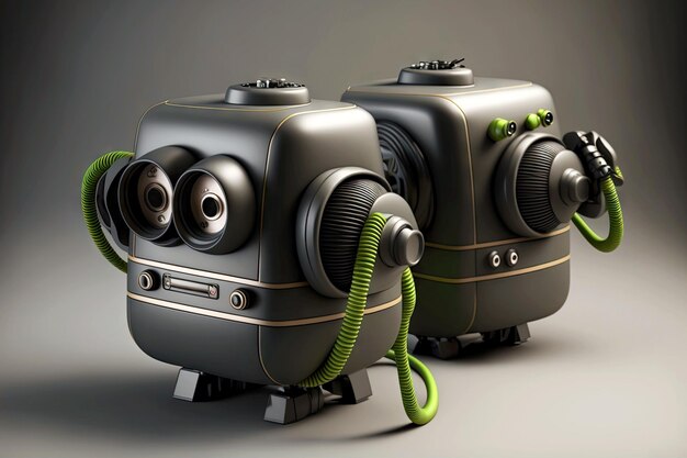 android robot vacuums android copies vacuum cleaners movement on gray background generative ai