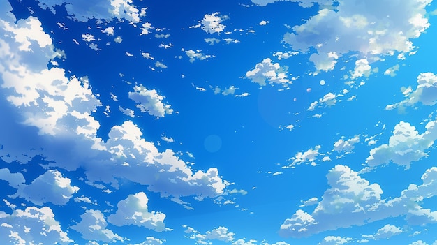 AnimeInspired Summer Wallpaper of a Blue Sky and Green Meadow