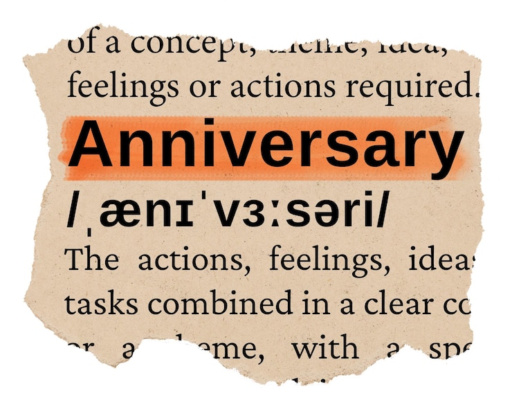 Foto anniversary png word sticker torn paper dictionary transparent background