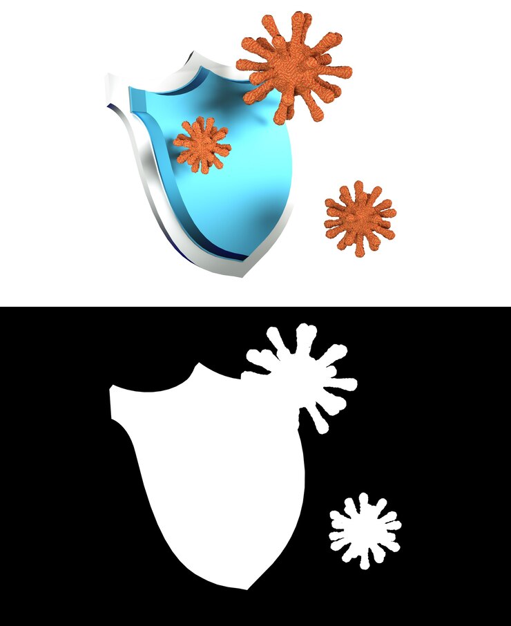 Foto antibacterial or anti virus shield, health protect concept. 3d rendering with alpha channel