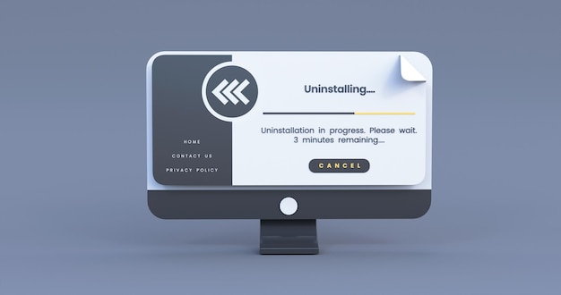 app uninstalling illustration in black background 3d render