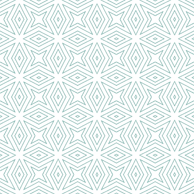 Arabesque hand drawn pattern. Turquoise symmetrical kaleidoscope background. Textile ready emotional print, swimwear fabric, wallpaper, wrapping. Oriental arabesque hand drawn design.