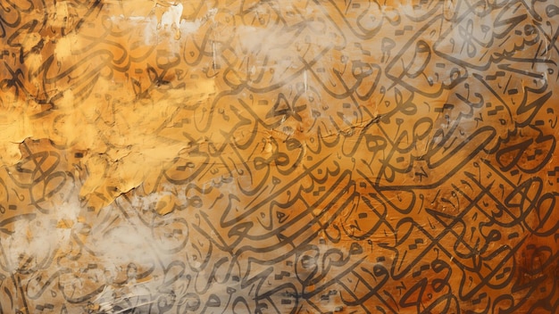 Arabic calligraphy wallpaper on a Gold wall with a black interlocking background