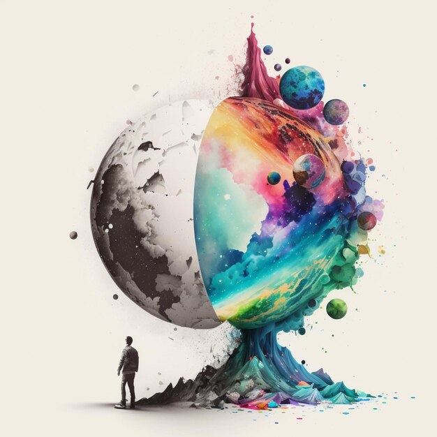 arafed image of a man standing in front of a giant object generative ai