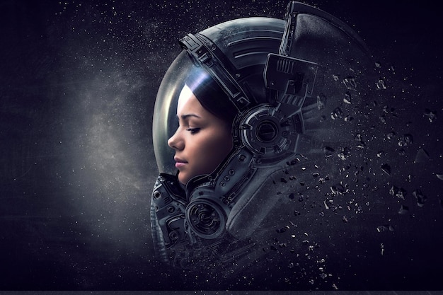Astronaut- og romutforskningstema. Blandet media