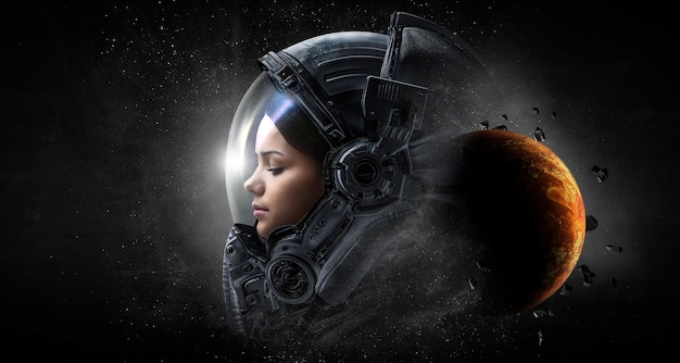 Astronaut- og romutforskningstema. Blandet media