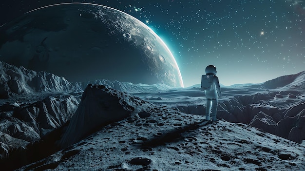 Astronaut står på månen