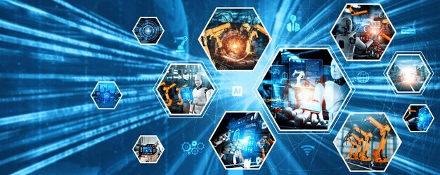 Automatisert AI-industrirobot og robotarmmontering i fabrikkproduksjon NLP