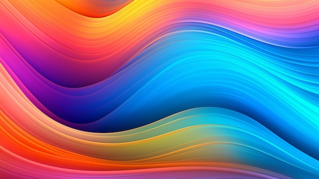 Background featuring neon gradient multicolored abstract rainbow waves creating a visually captivating and vibrant display that adds a dynamic and energetic touch to any design or composition