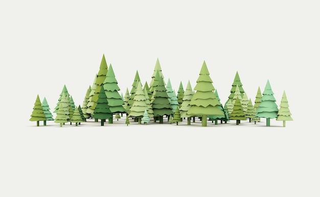 Background with Christmas trees New Year Christmas card 3d rendering