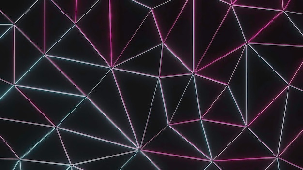 Background with shimmering triangular grid design triangular grid with neon light triangular d grid