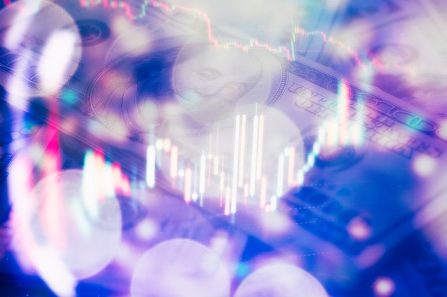 Bar graphs, Diagrams, financial figures. Forex chart. Candle stick graph chart of stock market investment trading. The Forex graph chart on the digital screen.