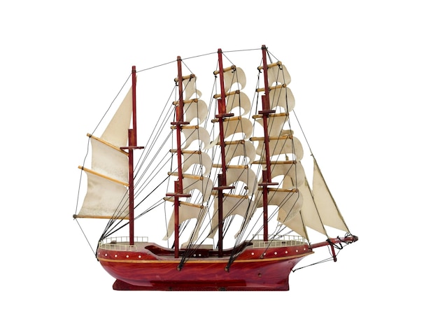 barque ship gift craft model woodenisolated white background