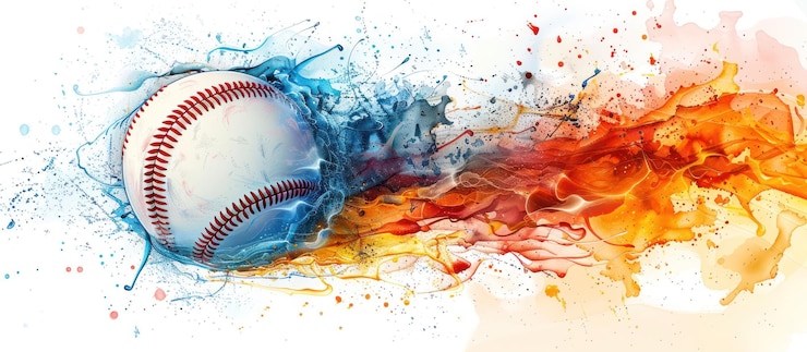 Foto baseball illustration splash color background ai generated