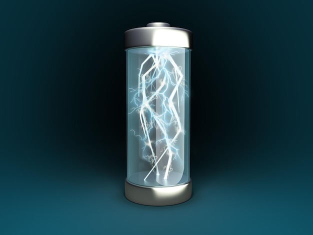 Battery charging Battery charge on black 3d illustration