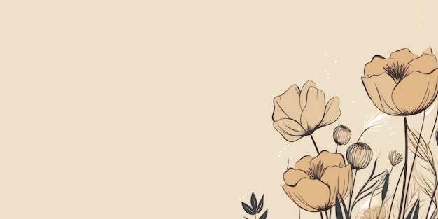 Beautiful abstract beige simple doodle cartoon floral design background beautiful Generative AI AIG32
