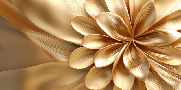 beautiful abstract gold glossy metallic floral design background beautiful generative ai aig32