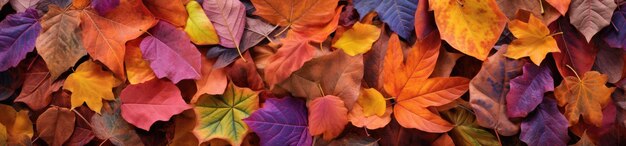 Beautiful autumn background of a colorful array of fallen leaves Generative AI