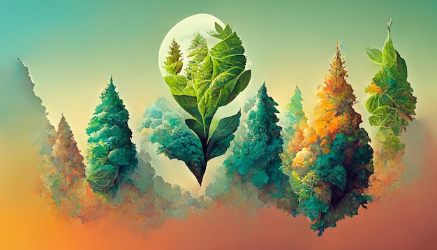 beautiful nature upside down or inside out illustrations