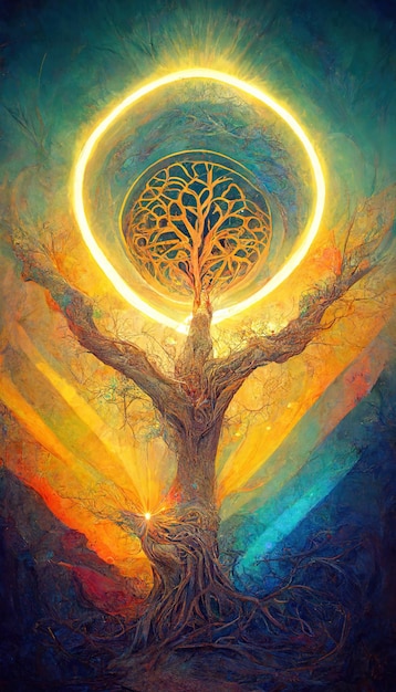 beautiful tree of life sacred symbol individuality prosperity and growth concept 3d illustration