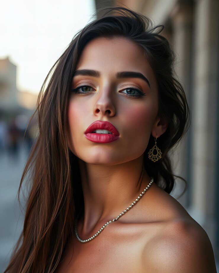Beautiful Woman with Makeup and Jewelry