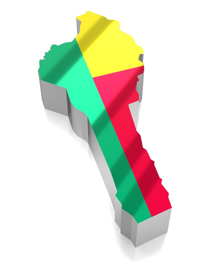 Foto benin country borders and flag 3d illustration