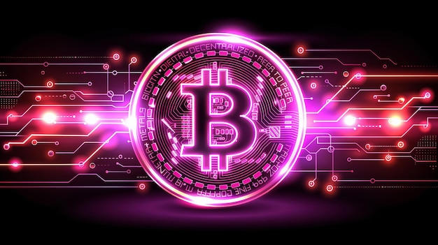 Bitcoin coin on modern technology background