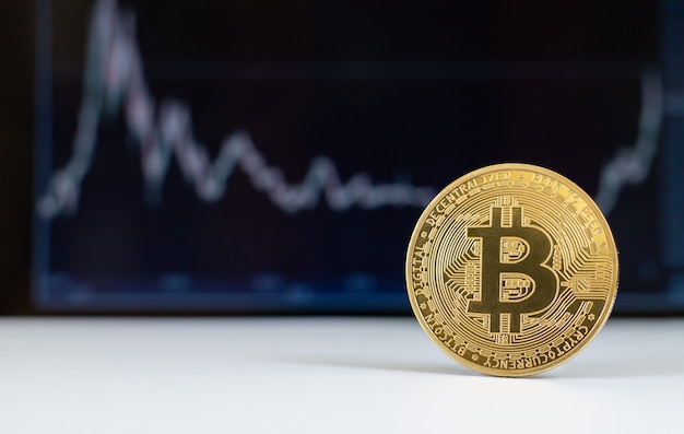 Bitcoin virtual cryptocurrency with growth chart