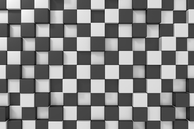 Black and white cubes background. 3d rendering.