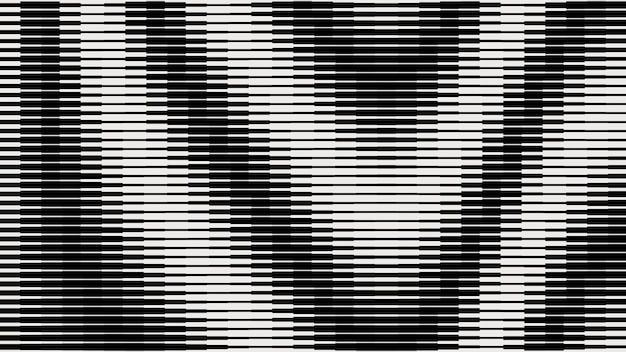 black and white digital glitch effect with horizontal halftone lines Optical Illusion Art