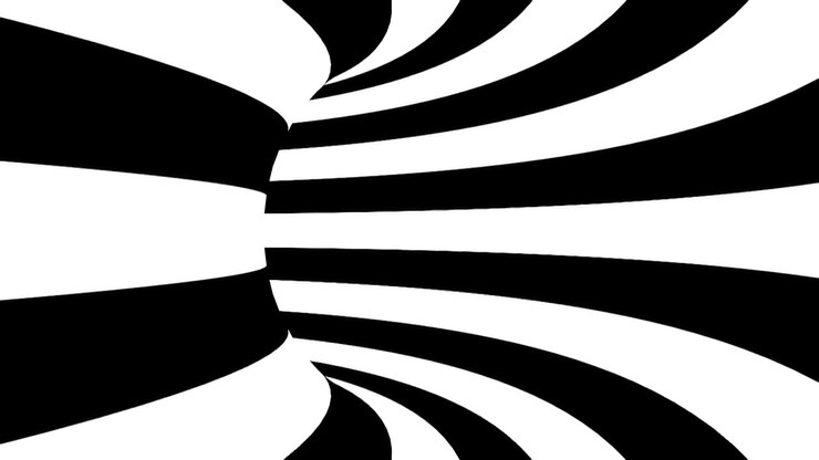 Foto black and white hypnotic tunnel 3d rendered