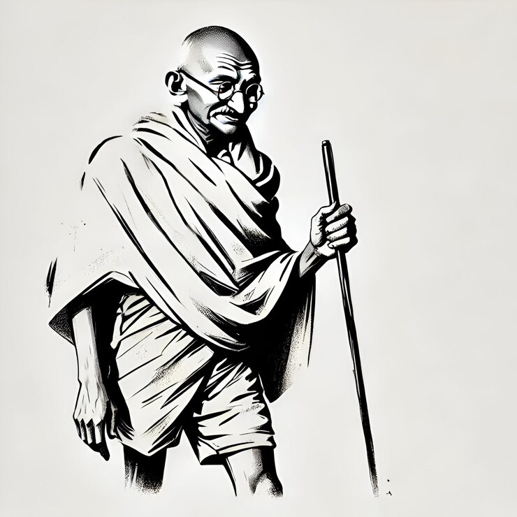 Foto black and white illustration of indian hero walking