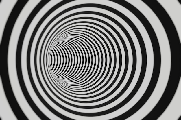 black and white striped tunnel animation background animation 3d rendering