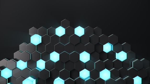 Black geometric hexagonal abstract