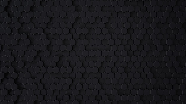 Black layout with hexagonal shapes Design in abstract style with hexagons Pattern for the texture of wallpapers3D rendering