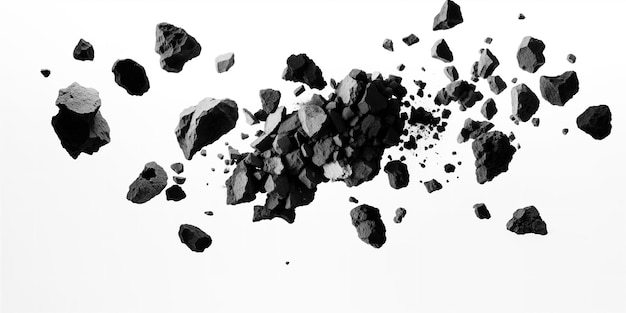 Black rock pieceson white background horizontal wallpaper Generative AI