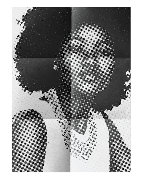 Black woman png poster sticker retro halftone design transparent background