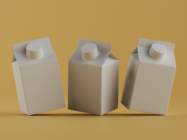 Blank beverage cartons mockup against orange background