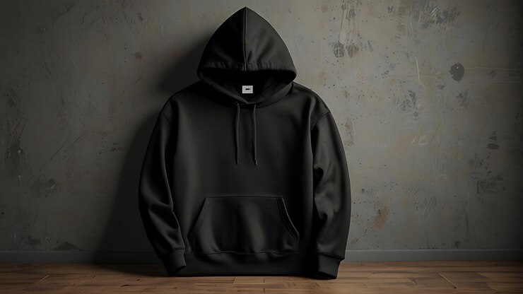 Blank hoodie mockup Blank sweatshirt black color preview template front and back view on white ba
