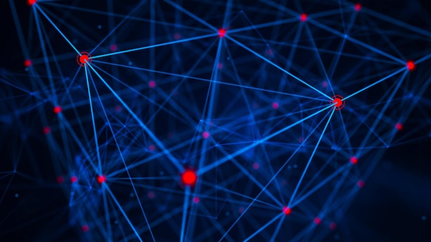 Block chain technology concept 3D Rendering Network connection Big data visualization