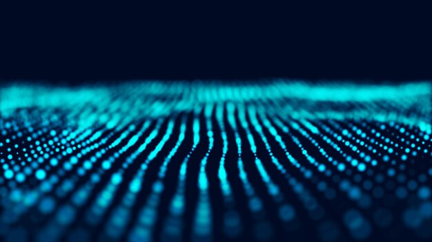 blue computer technology background big data visualization technology landscape futuristic illustration 3d rendering
