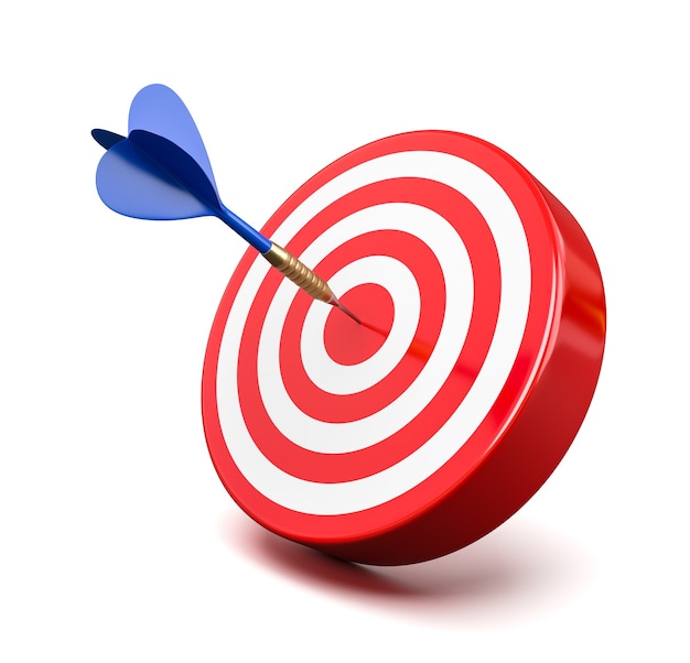 blue dart hitting a red target on the center