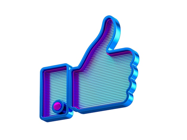 blue thumb up like on a white background 3d render